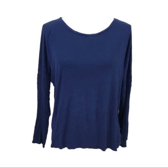 Vince Blue Drop Shoulder Mesh Sleeve Insert Top M - Picture 3 of 6